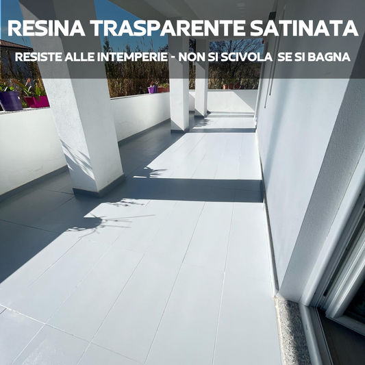 Resina Trasparente Satinata V48 Resistenza Estrema da -30° a + 85° Terrazzi Auto Bordo Piscine Acqua Salata