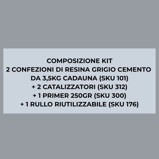 Kit Resina Garage Grigio Officine 30 mq (kit completo per fare due mani tutto incluso)